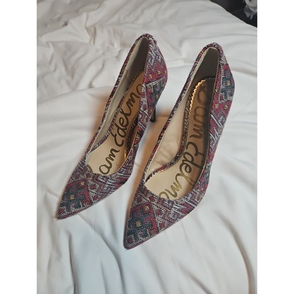 Sam Edelman women's SZ 6.5 high heel stiletto fabric printed Perfect For FALL - Picture 11 of 14